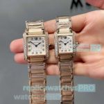 High Quality Copy Cartier Tank Francaise Rose Gold Watches set with diamonds